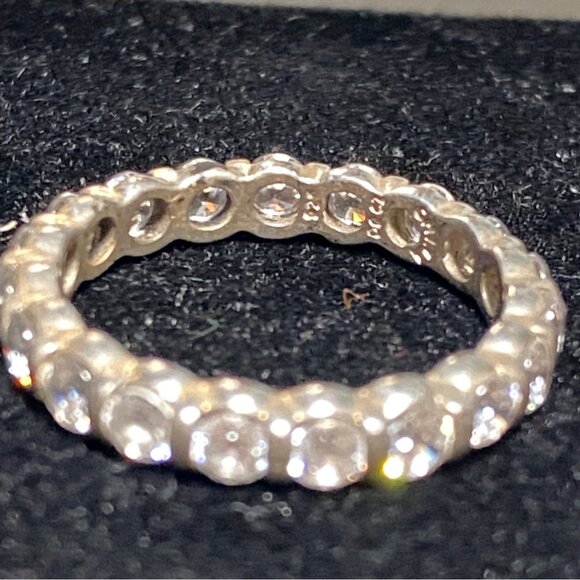 Ring CZ Cubic Zirconia Size 6 Faceted Vintage Jewelry Sterling Silver Stamped 92 - Picture 9 of 10